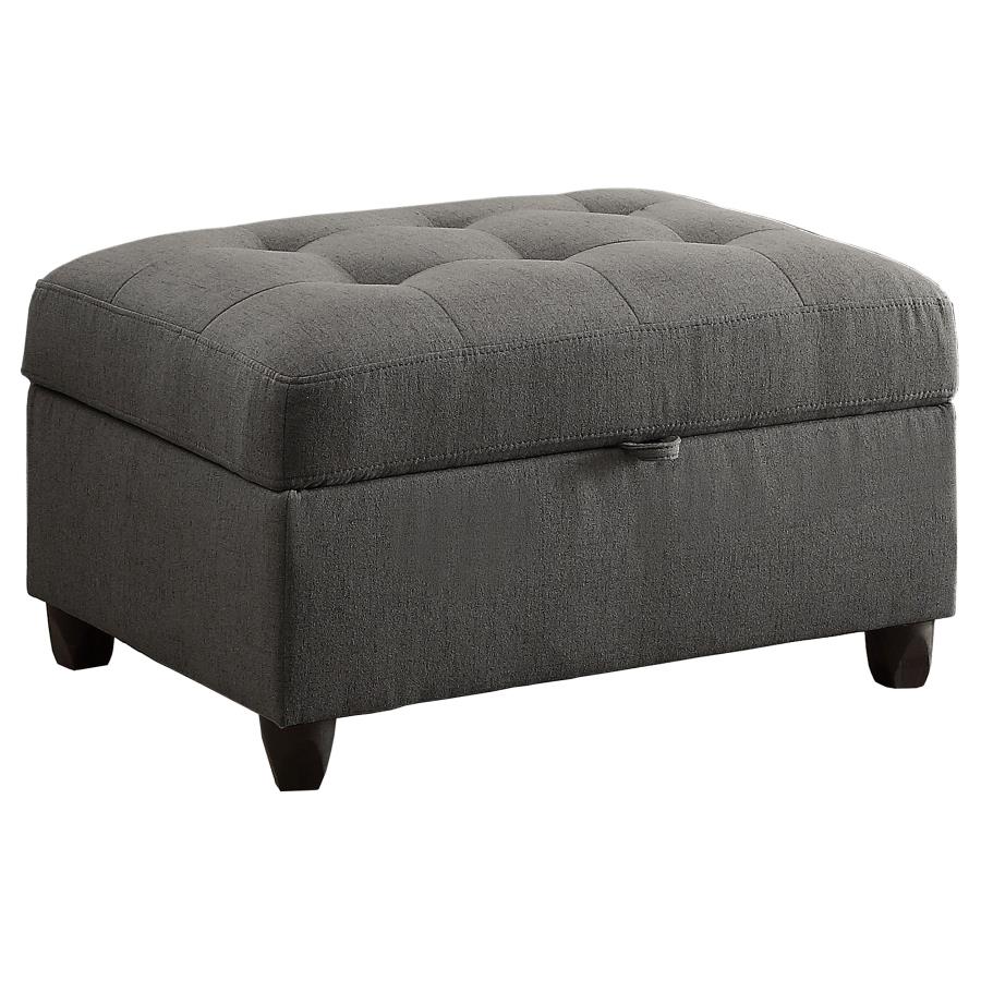 Stonenesse - Rectangular Upholstered Storage Ottoman - Gray