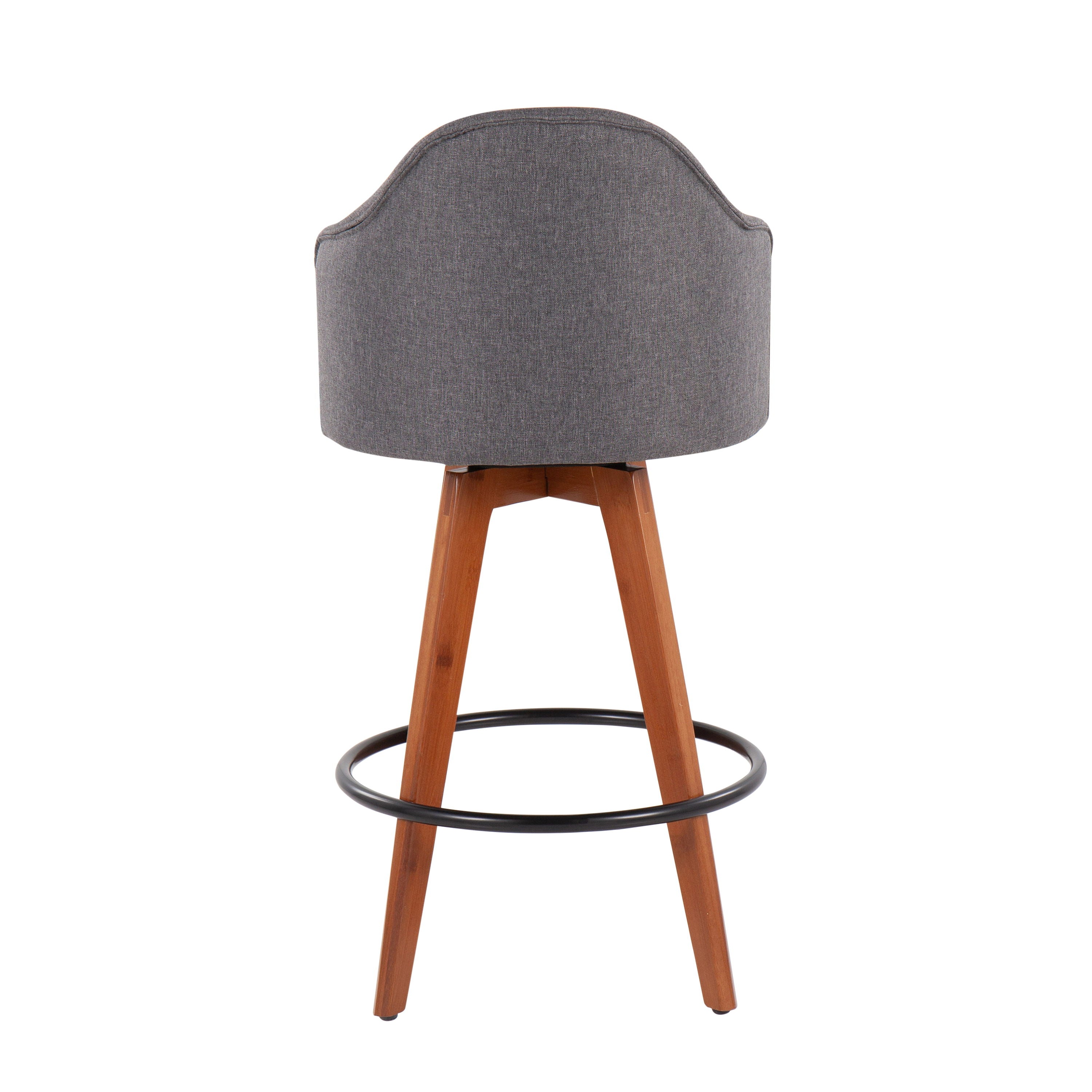 Ahoy - Contemporary Fixed Height Counter Stool With Bamboo Round Footrest (Set of 2)