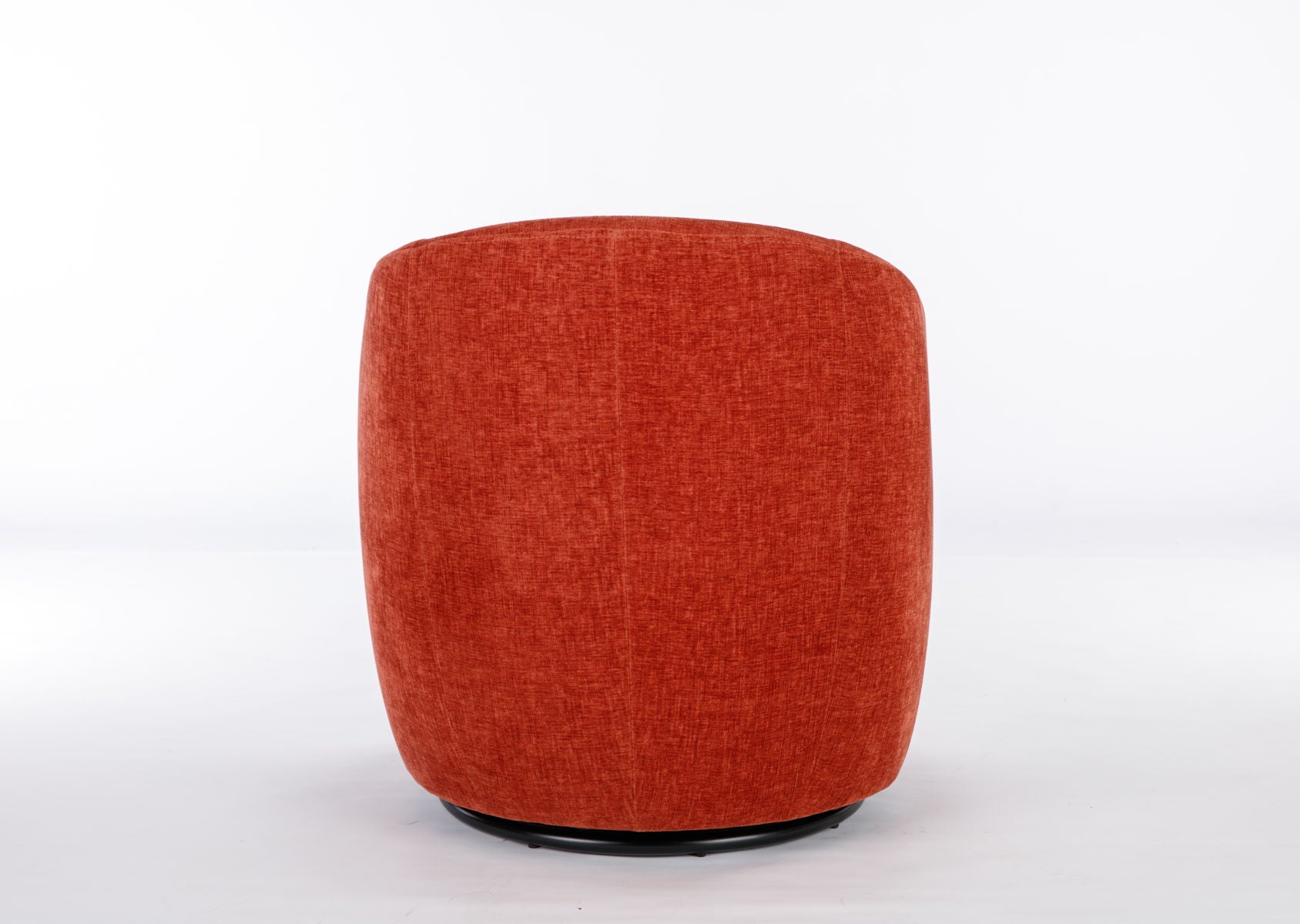 Chenille Fabric Swivel Accent Armchair Barrel Chair With Powder Coating Metal Ring