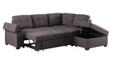 Katie - Sleeper Sectional Sofa With Storage Ottoman, Storage Arm - Brown