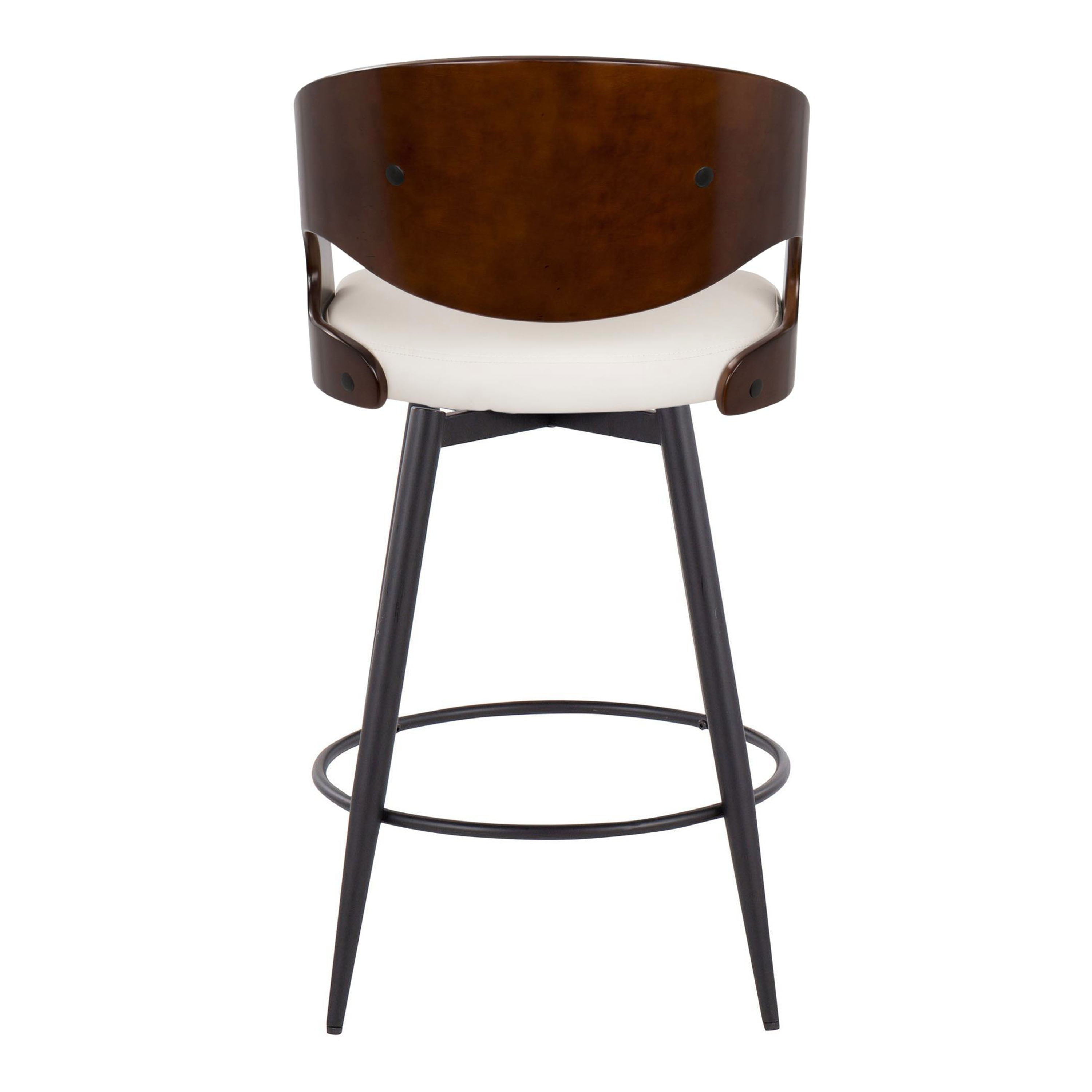 Pino - Mid Century Modern Fixed Height Counter Stool With Swivel With Round Footrest (Set of 2)