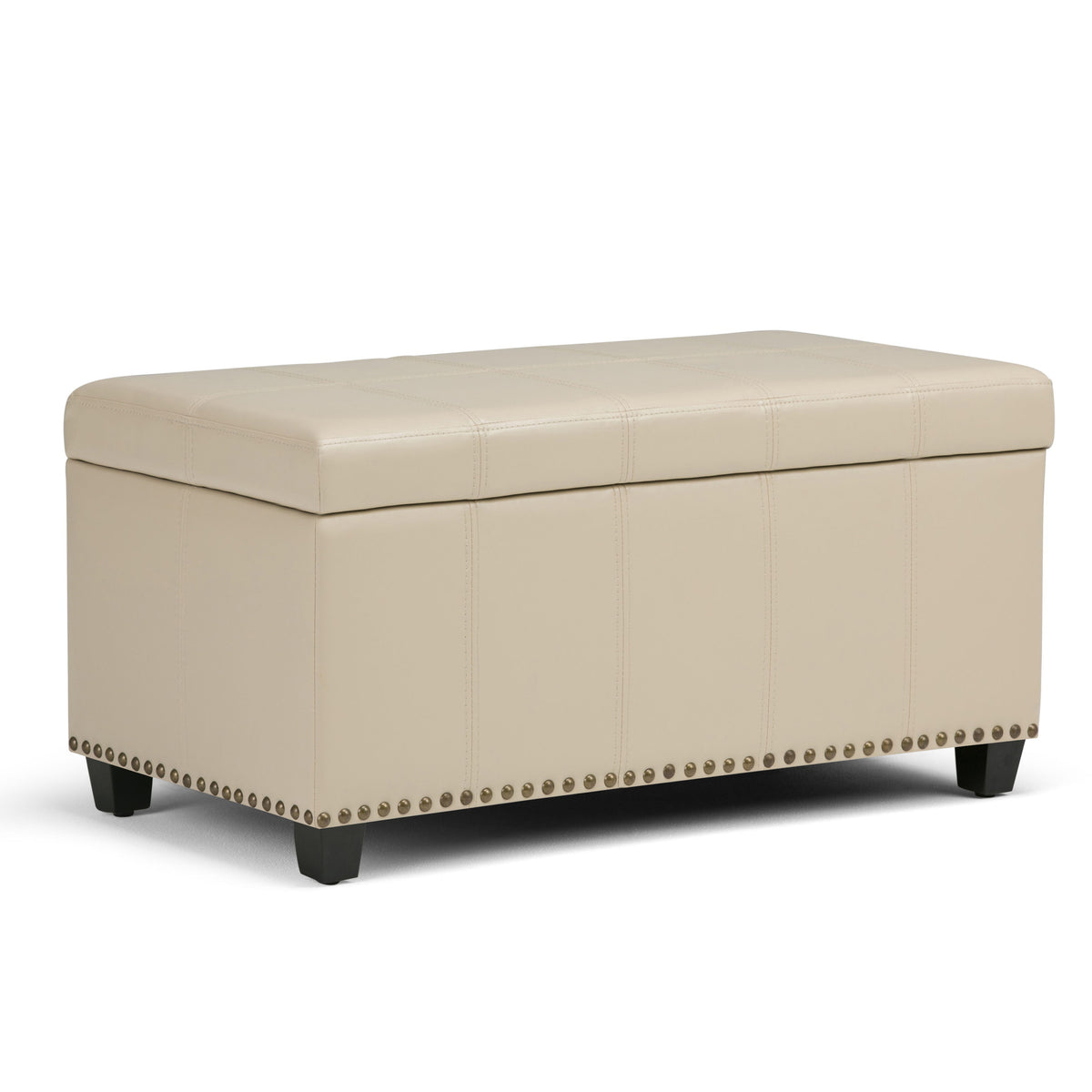 Amelia - Transitional Storage Ottoman Bench Beige Faux Leather by Simpli-Home | Bel Furniture