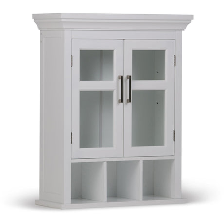 Avington - Two Door Wall Cabinet With Cubbies - Pure White by Simpli-Home | Bel Furniture