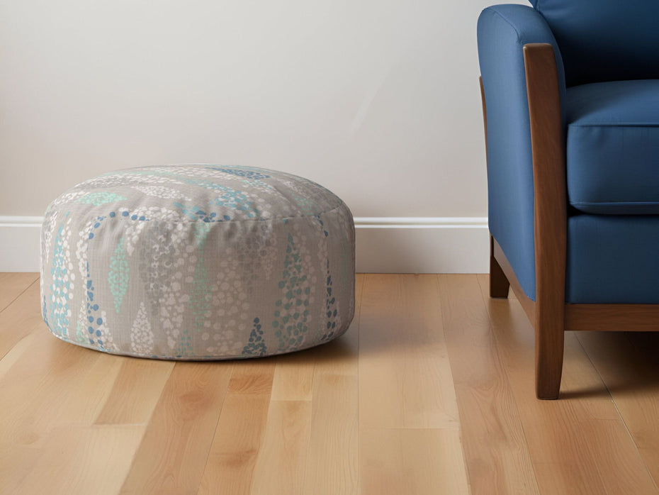 Canvas Round Polka Dots Pouf Ottoman - Ivory