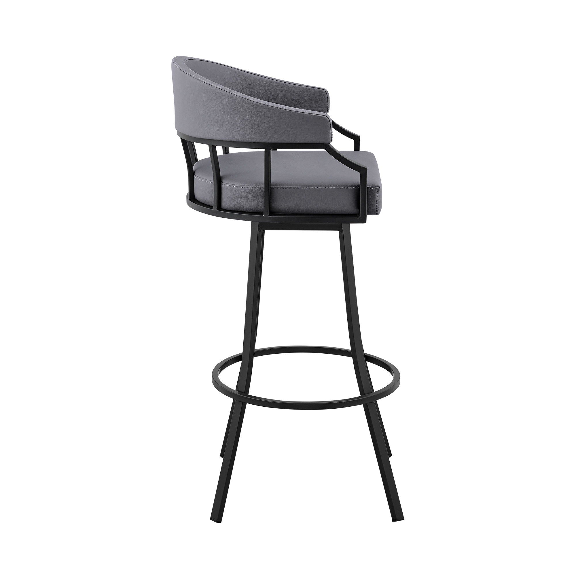 Faux Leather Swivel Low Back Bar Height Bar Chair - Slate Gray / Black