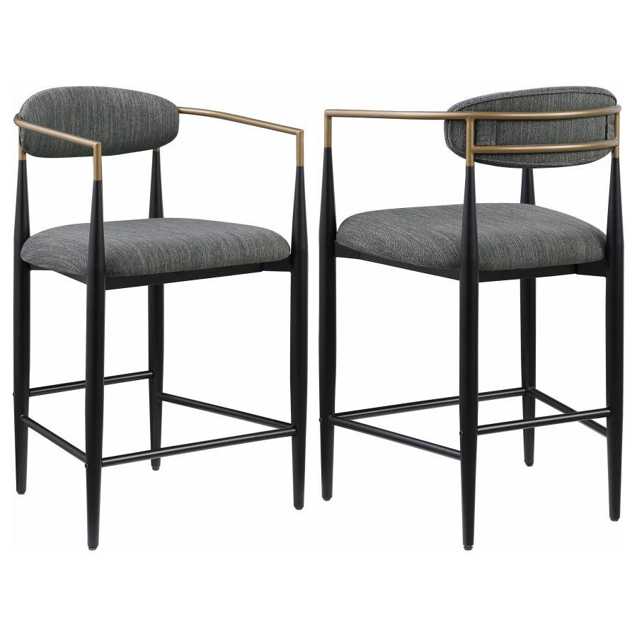 Tina - Metal Counter Height Bar Stool With Upholstered Back And Seat (Set of 2) Dark Gray by Coaster Fine Furniture | Bel Furniture