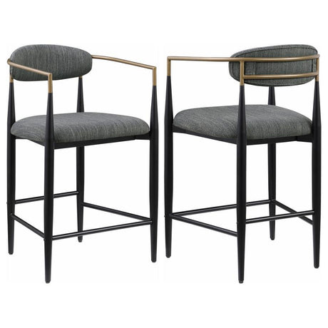 Tina - Metal Counter Height Bar Stool With Upholstered Back And Seat (Set of 2) Dark Gray by Coaster Fine Furniture | Bel Furniture