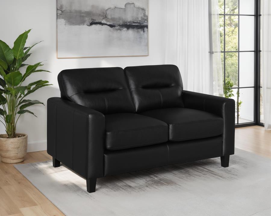 Scotland - Faux Leather Upholstered Track Arm Loveseat