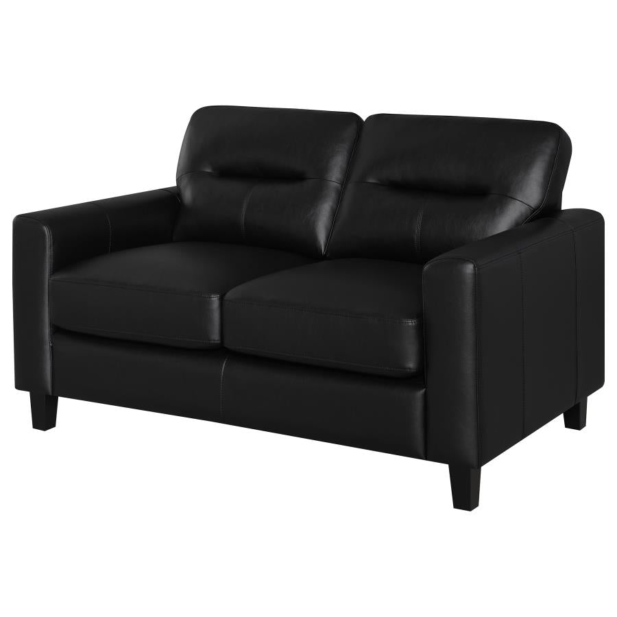 Scotland - Faux Leather Upholstered Track Arm Loveseat