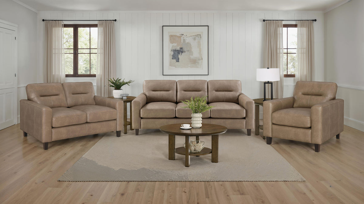 Scotland - Faux Leather Upholstered Sofa Set