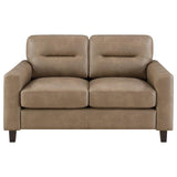 Scotland - Faux Leather Upholstered Track Arm Loveseat