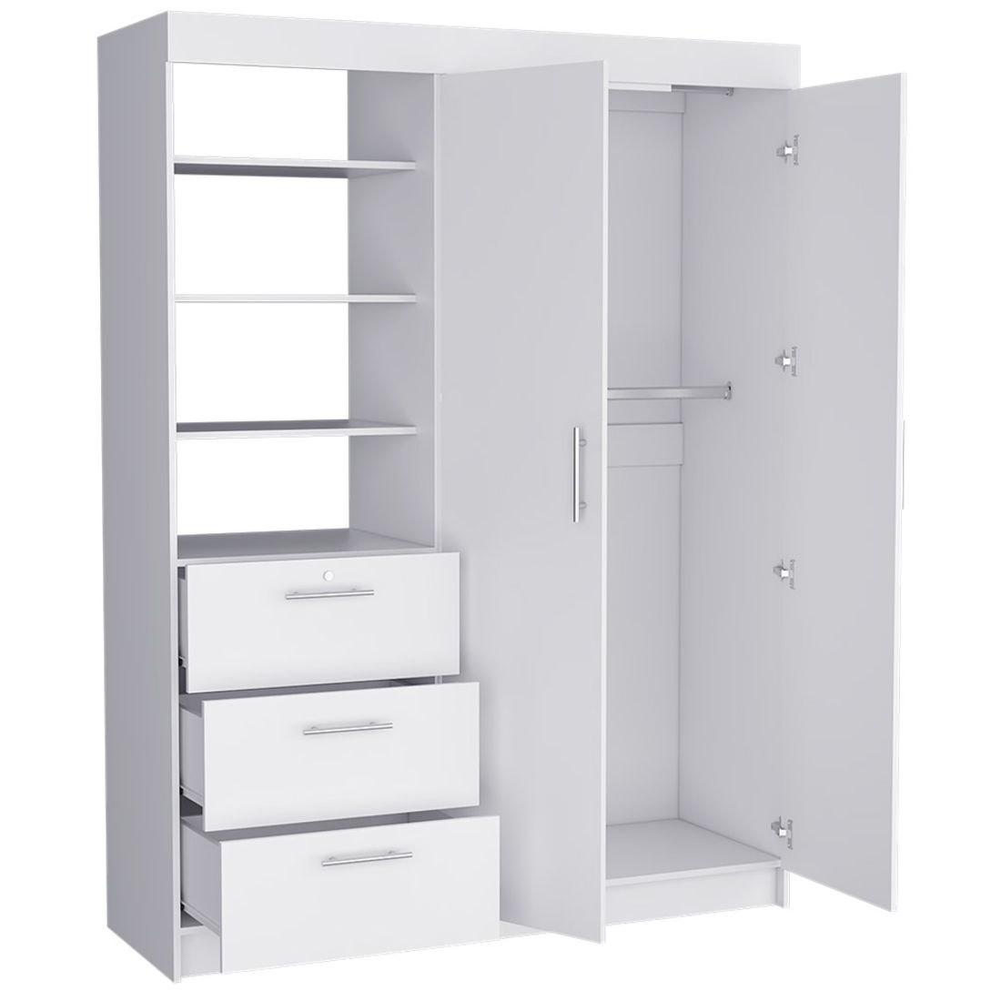 Three Drawer Combo Dresser - White