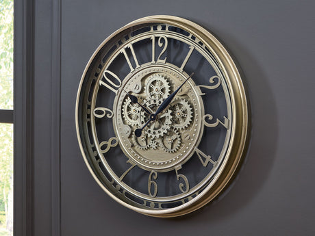 Gilover - Champagne Finish - Wall Clock by Signature Design by Ashley® | Bel Furniture