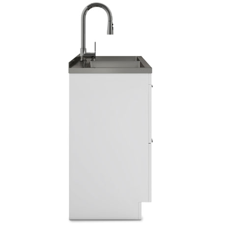 Shaker - Modern Wide Laundry Cabinet With Faucet And Stainless Steel Sink - White by Simpli-Home | Bel Furniture