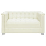 Chaviano Upholstered Track Arm Loveseat Pearl White
