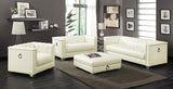 Chaviano Upholstered Track Arm Loveseat Pearl White