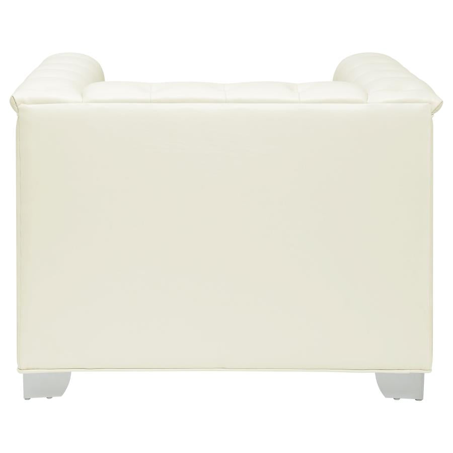 Chaviano Upholstered Track Arm Accent Chair Pearl White