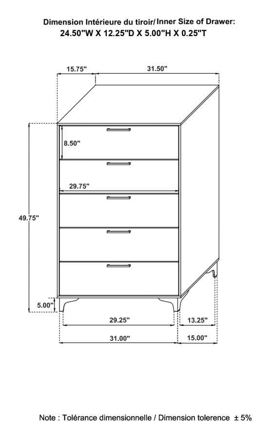 Kendall - 5-Drawer Bedroom Chest