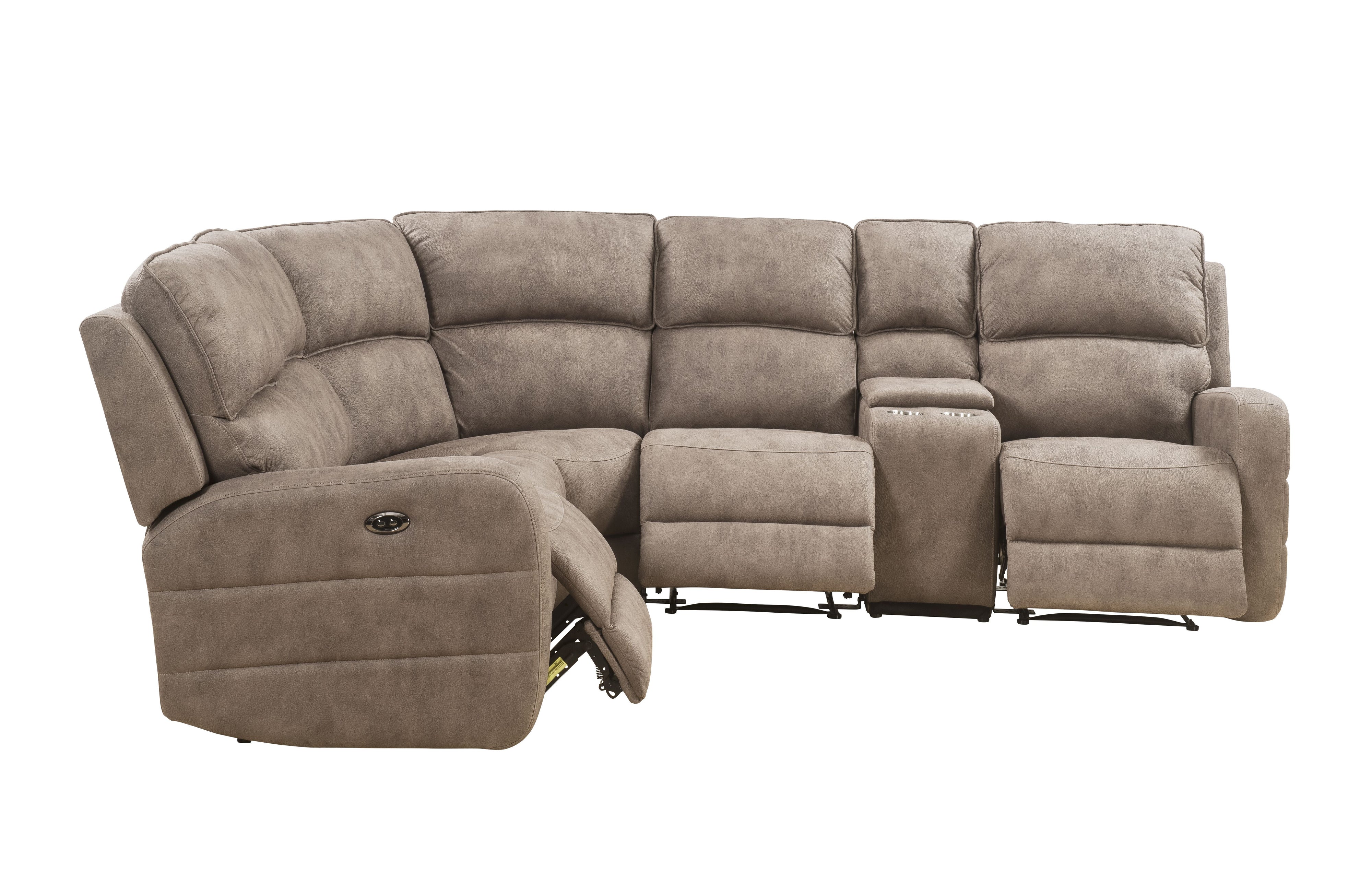 Olwen - Nubuck Power Recliner Sectional Sofa With USB Port - Mocha