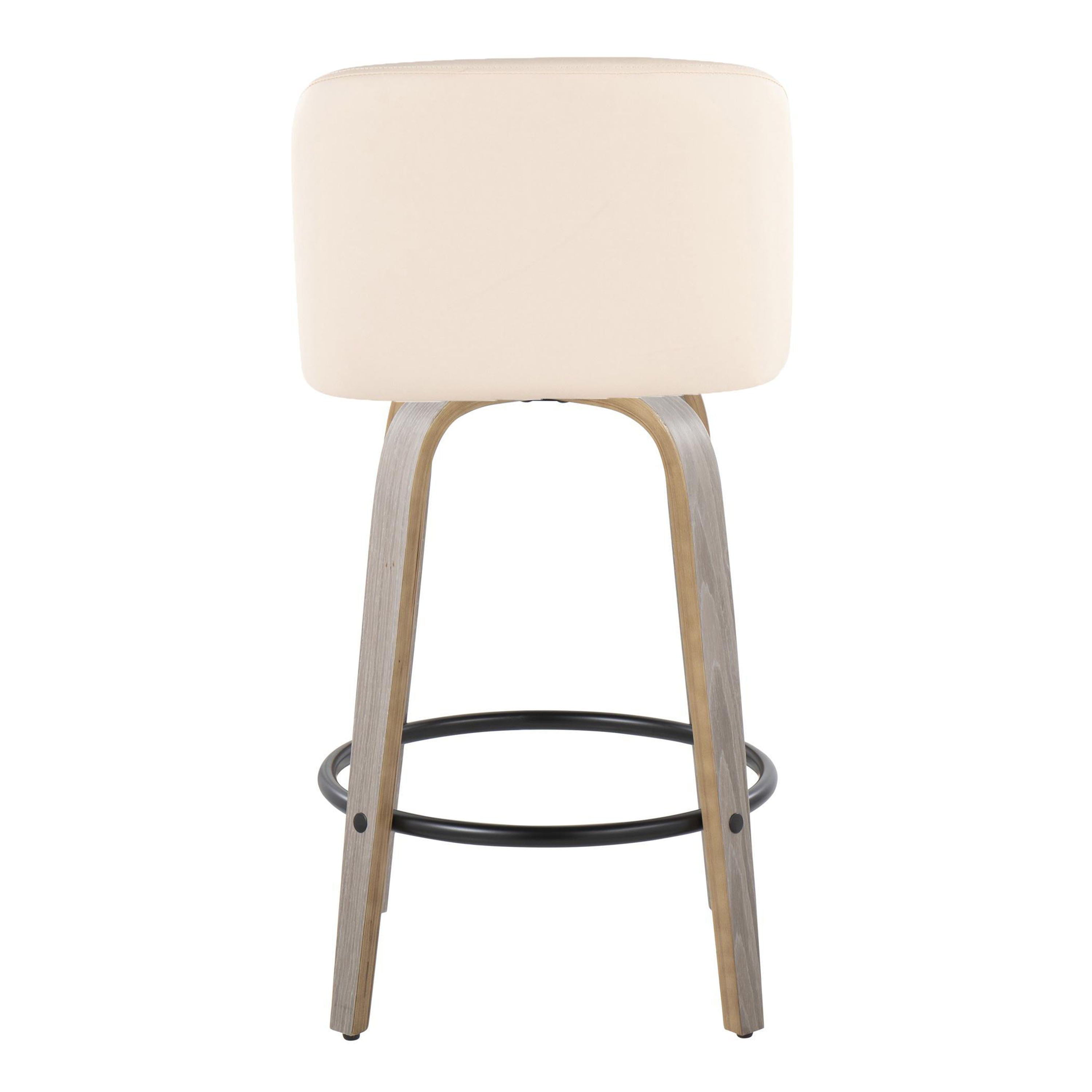 Toriano - Contemporary Fixed Height Counter Stool With Swivel & Round Footrest (Set of 2)