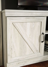 Bellaby - Entertainment Center - TV Stand With Faux Firebrick Fireplace Insert - Whitewash