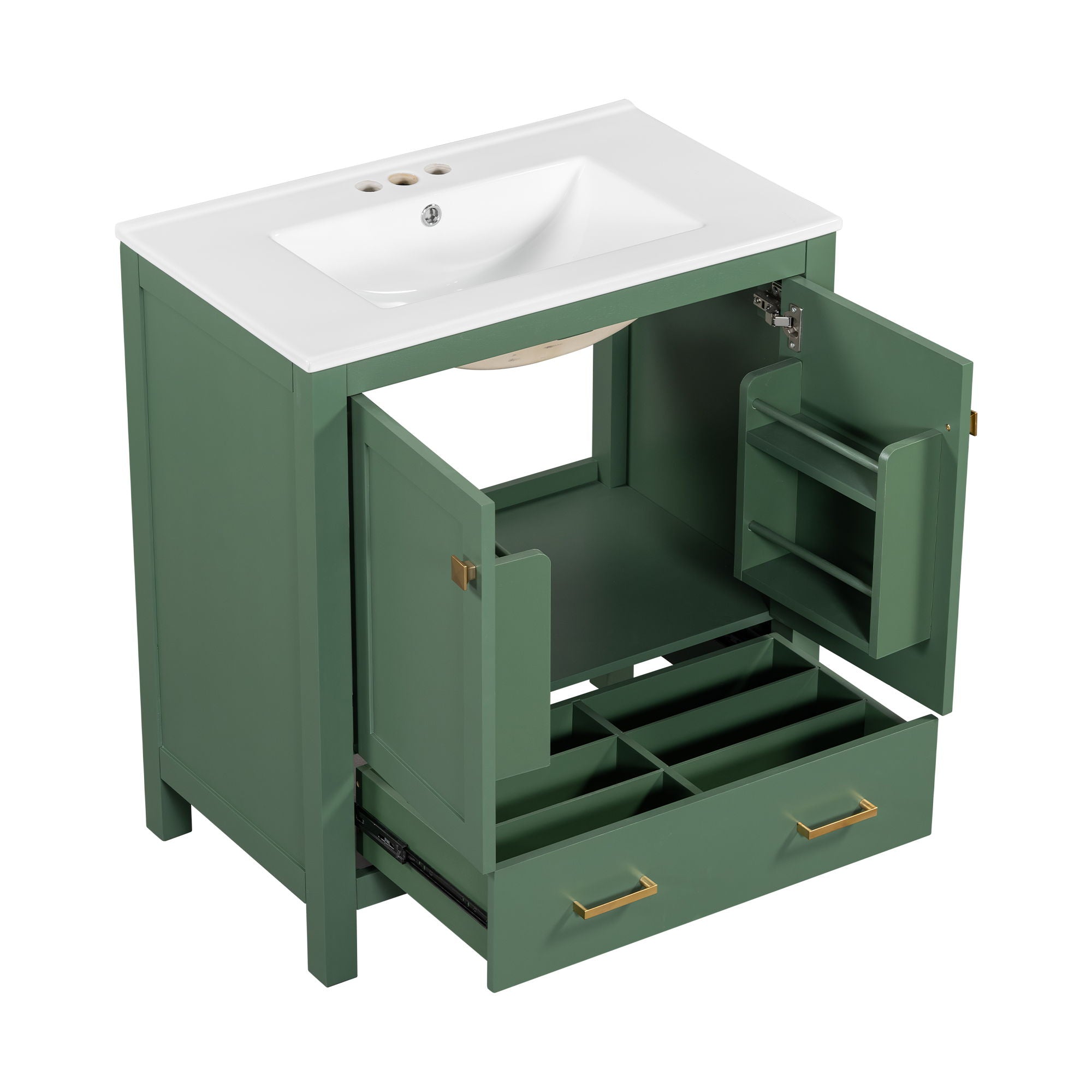 Bathroom Vanity With Single Sink, Combo Cabinet Undermount Sink, Bathroom Storage Cabinet With 2 Doors And A Drawer, Soft Closing, Multifunctional Storage, Solid Wood Frame