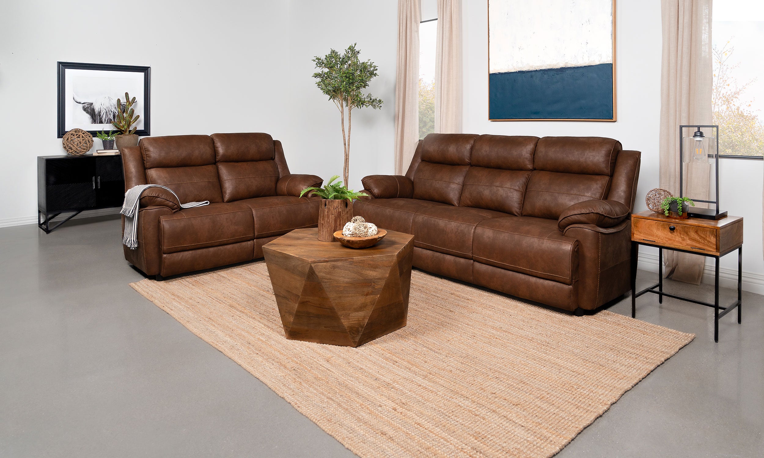 Ellington - Upholstered Padded Arm Sofa Set - BEL Furniture