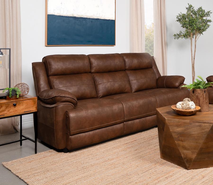 Ellington - Upholstered Padded Arm Sofa - Dark Brown
