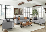 Apperson - Upholstered Track Arm Loveseat - Light Gray