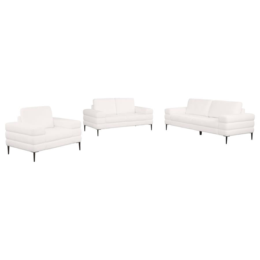 Jessel Chenille Upholstered Sofa Set Ivory