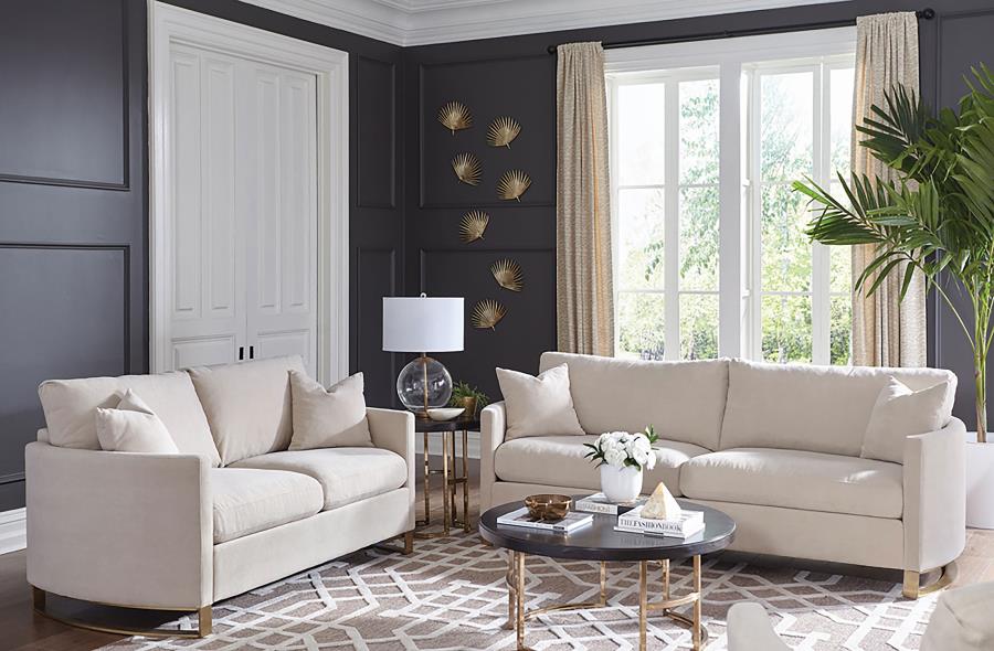 Corliss Upholstered Arched Arm Sofa Set