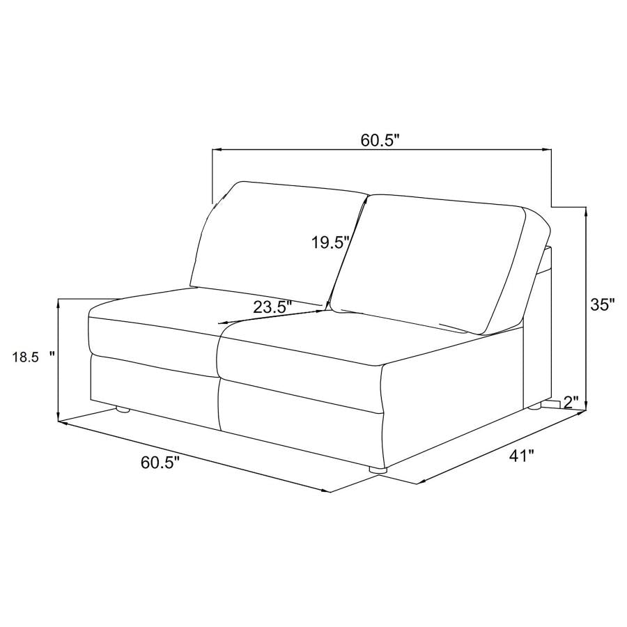 Emberson Upholstered Armless Loveseat / Wedge Ivory