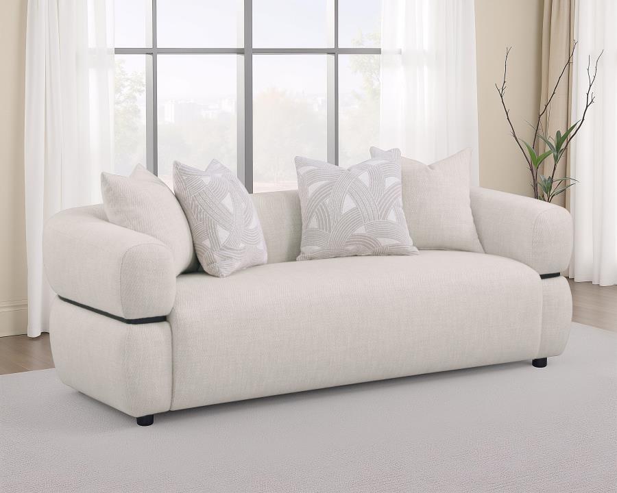 Jeanette - 84" Fabric Upholstered Round Arm Sofa - Beige