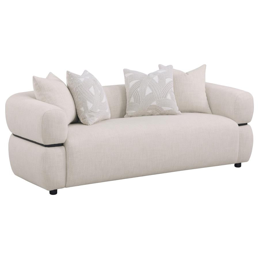 Jeanette 84" Fabric Upholstered Round Arm Sofa Beige