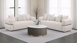 Jeanette - 84" Fabric Upholstered Round Arm Sofa - Beige