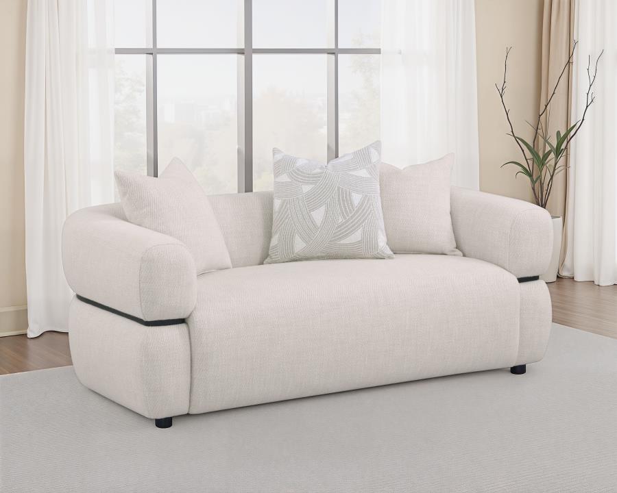 Jeanette - 73" Fabric Upholstered Round Arm Loveseat - Beige