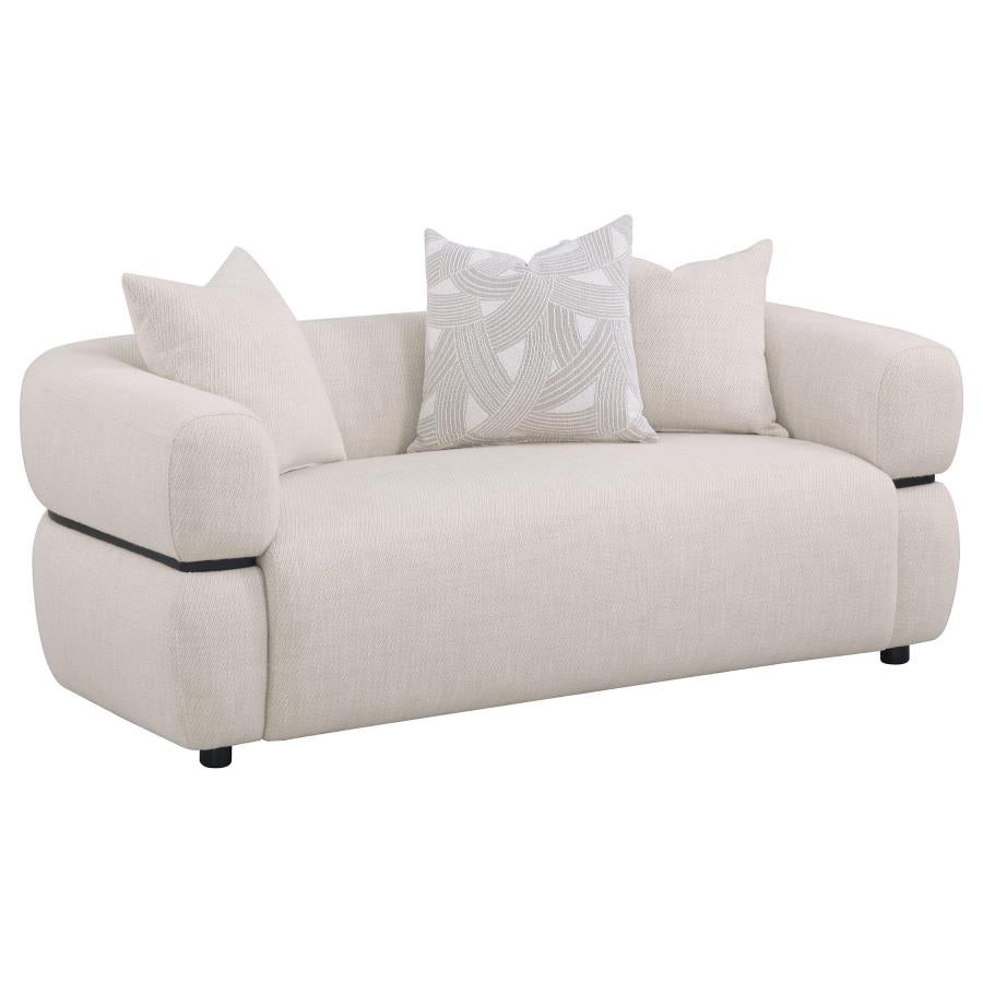 Jeanette 73" Fabric Upholstered Round Arm Loveseat Beige
