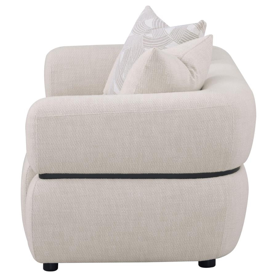 Jeanette - 73" Fabric Upholstered Round Arm Loveseat - Beige