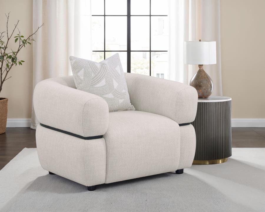 Jeanette - Fabric Upholstered Round Arm Accent Chair - Beige