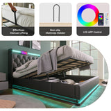 Upholstered Bed, 360 Surround LED Function, Remote Control, Hydraulic Storage Bed With USB, Type-C Charging (Without Mattress)