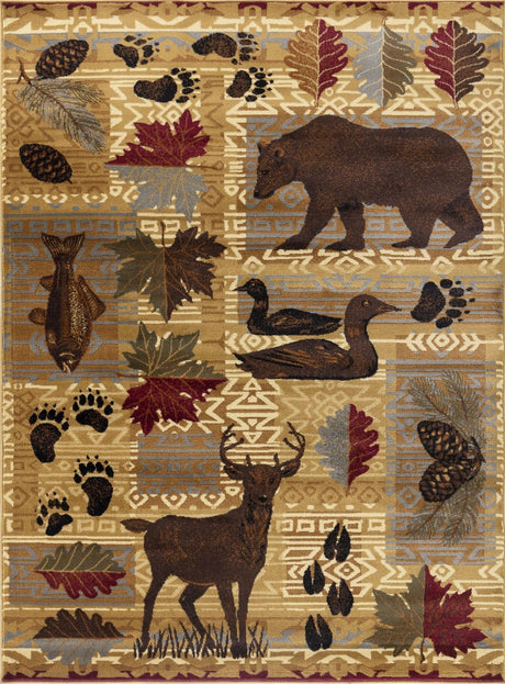 Nature's Nest - 5'3" X 7'3" Polypropylene, Lodge Area Rug - Multi / Beige by Icona Home Decor | Bel Furniture