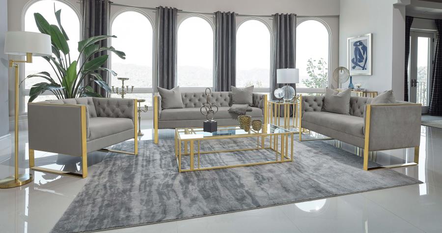 Eastbrook Velvet Upholstered Tufted Loveseat Grey