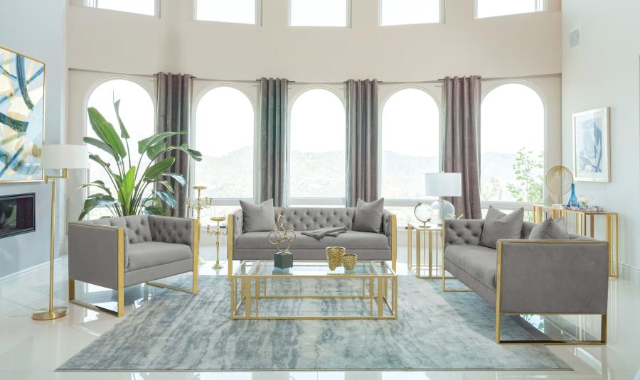 Eastbrook Velvet Upholstered Tufted Loveseat Grey