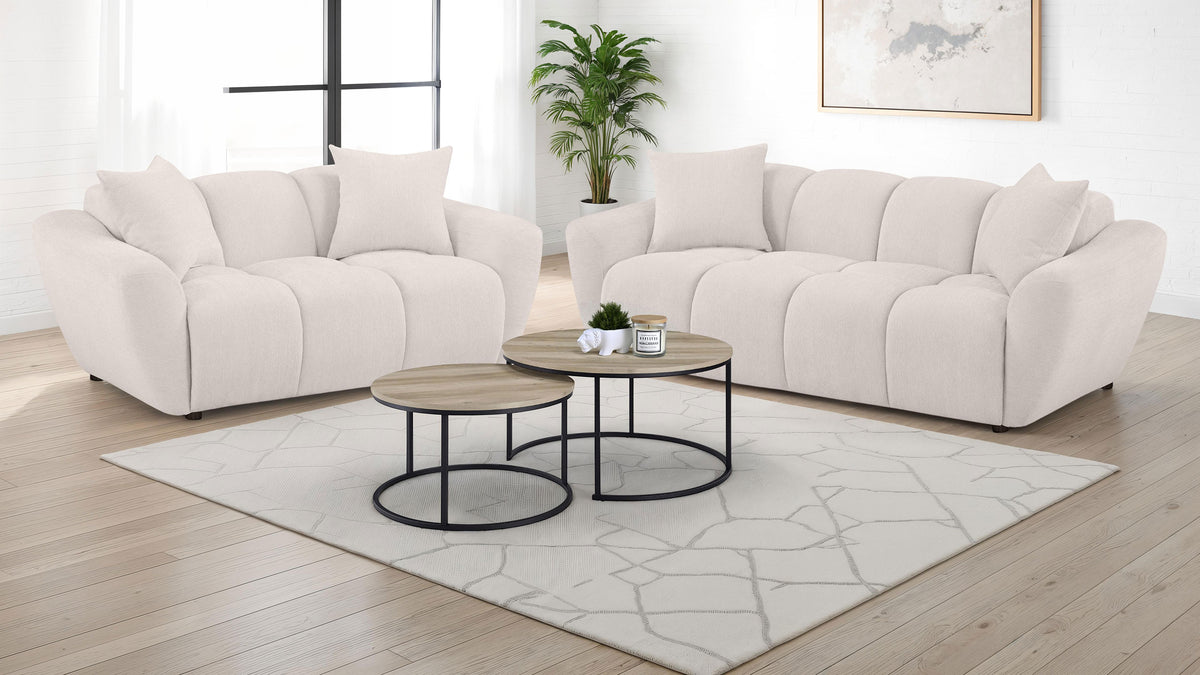 Destino - Chenille Splayed Arm Sofa Set