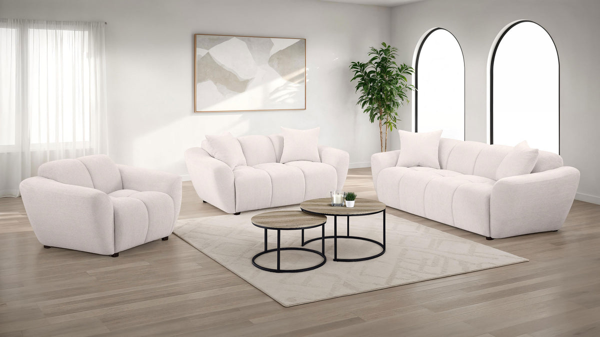 Destino - Chenille Splayed Arm Sofa Set