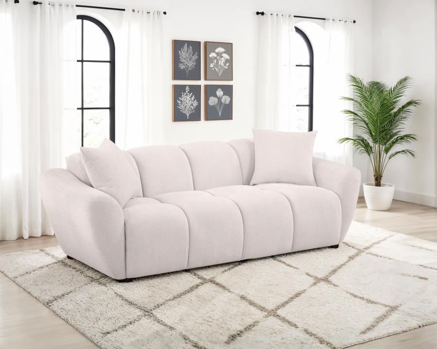 Destino - Chenille Upholstered Splayed Arm Sofa - Greige