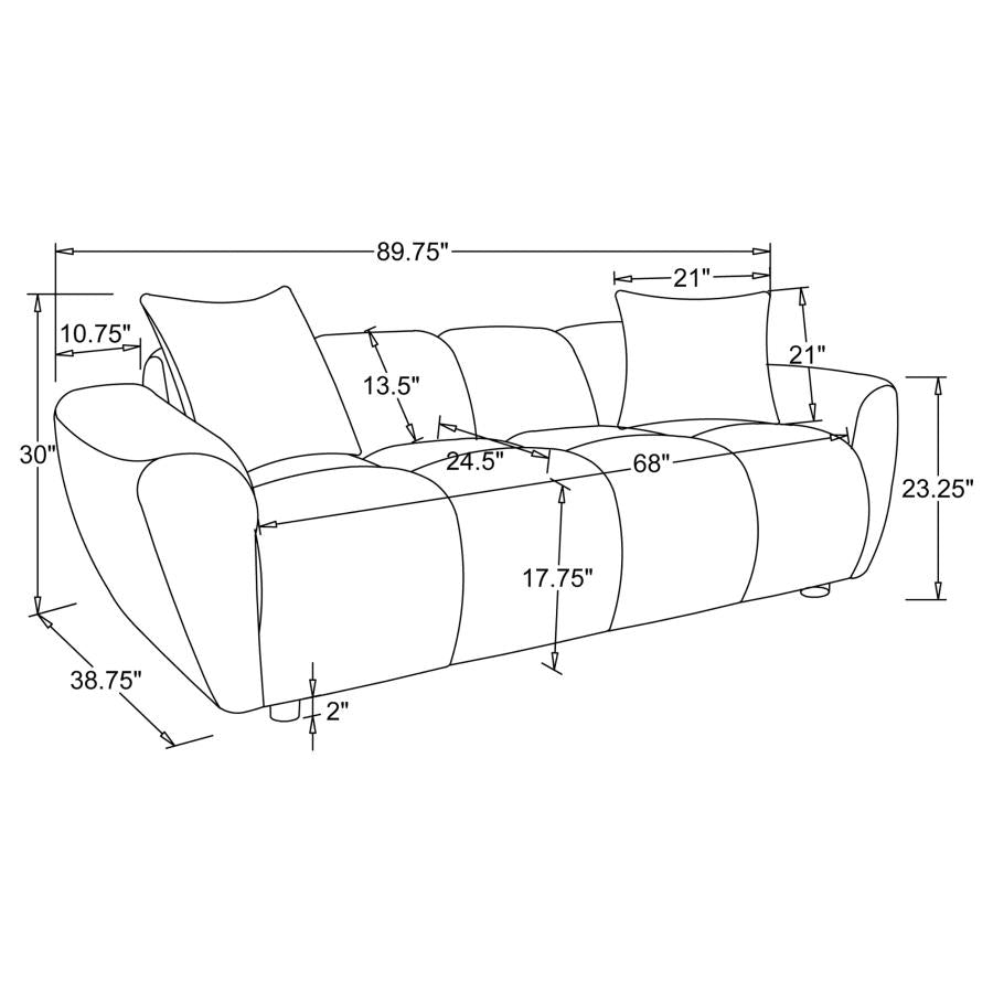 Destino - Chenille Upholstered Splayed Arm Sofa - Greige