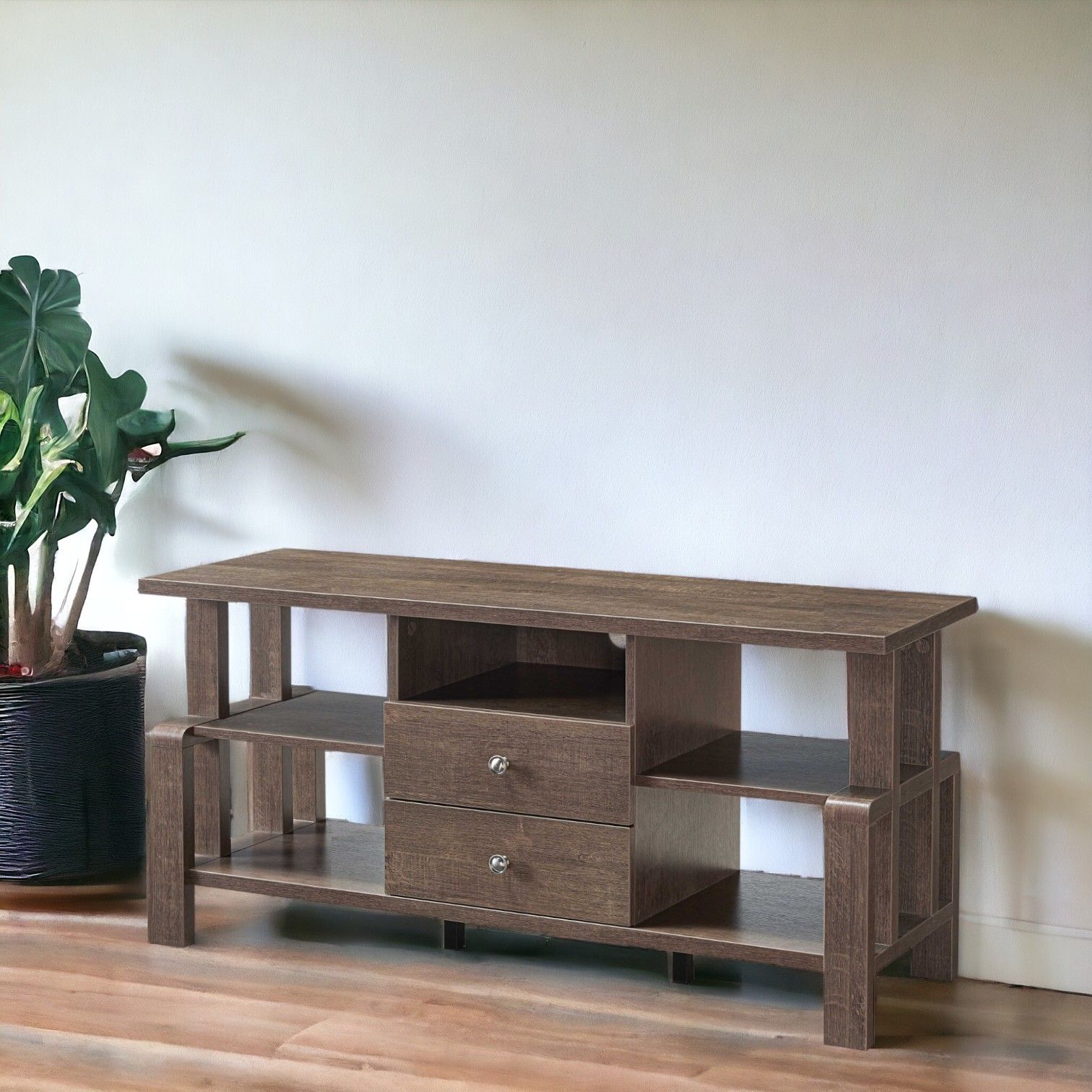 Particle Board And Cabinet Enclosed Storage TV Stand - Brown