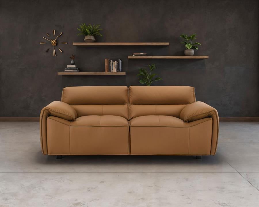 Buxton - Top Grain Leather Upholstered Loveseat
