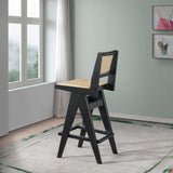 Keira - Bar Stool (Set of 2) - Black / Rattan by Ashcroft Furniture | Bel Furniture